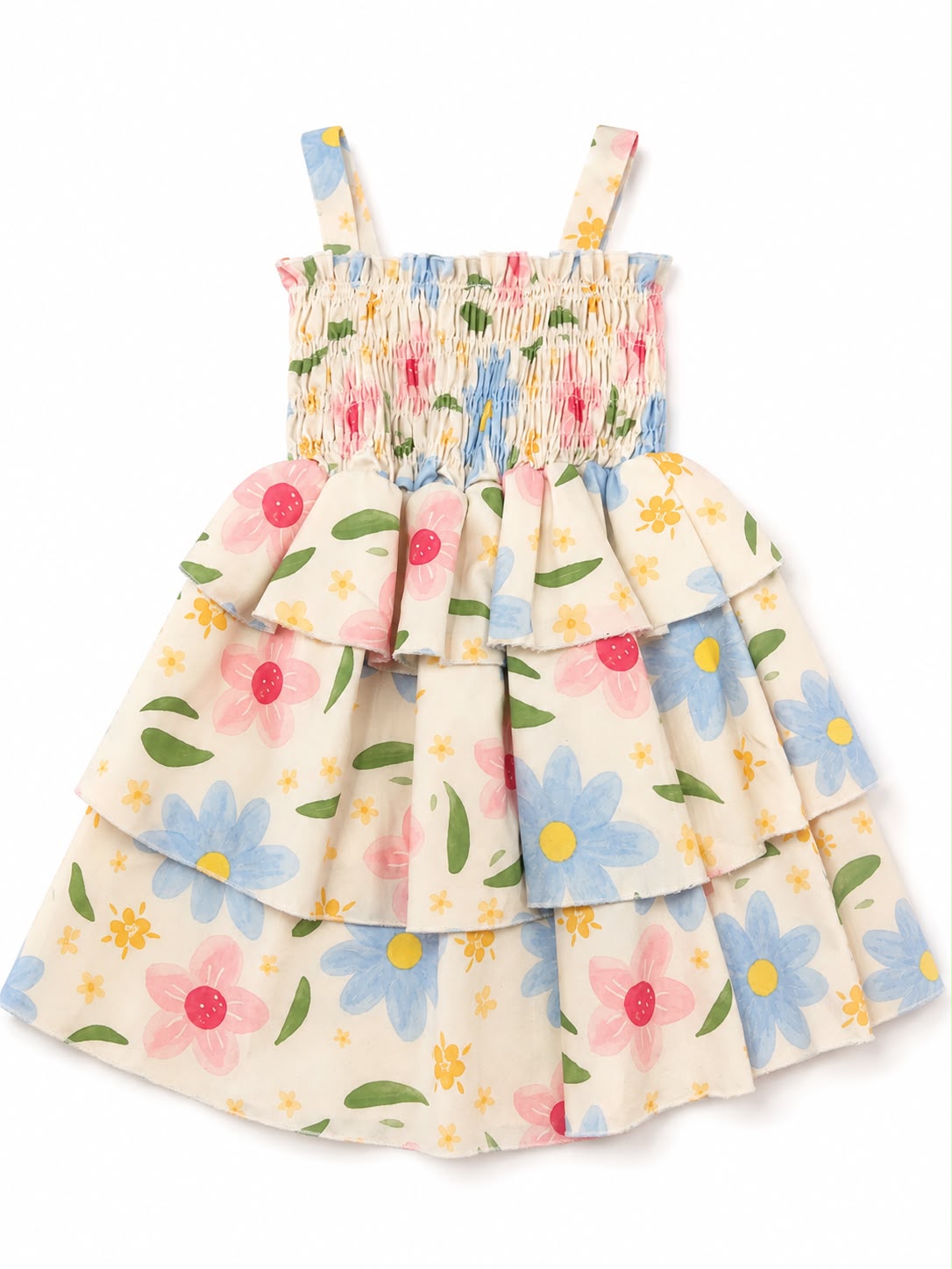 Vestido niña estampado floral con Olanes