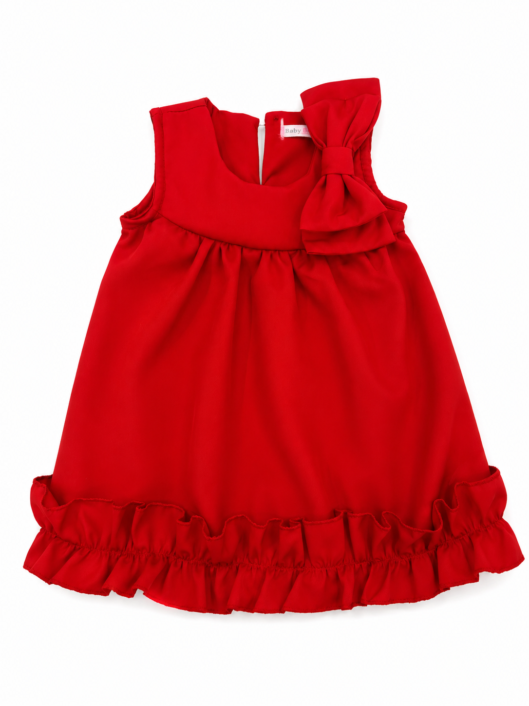 Vestido niña con moño decorativo rojo