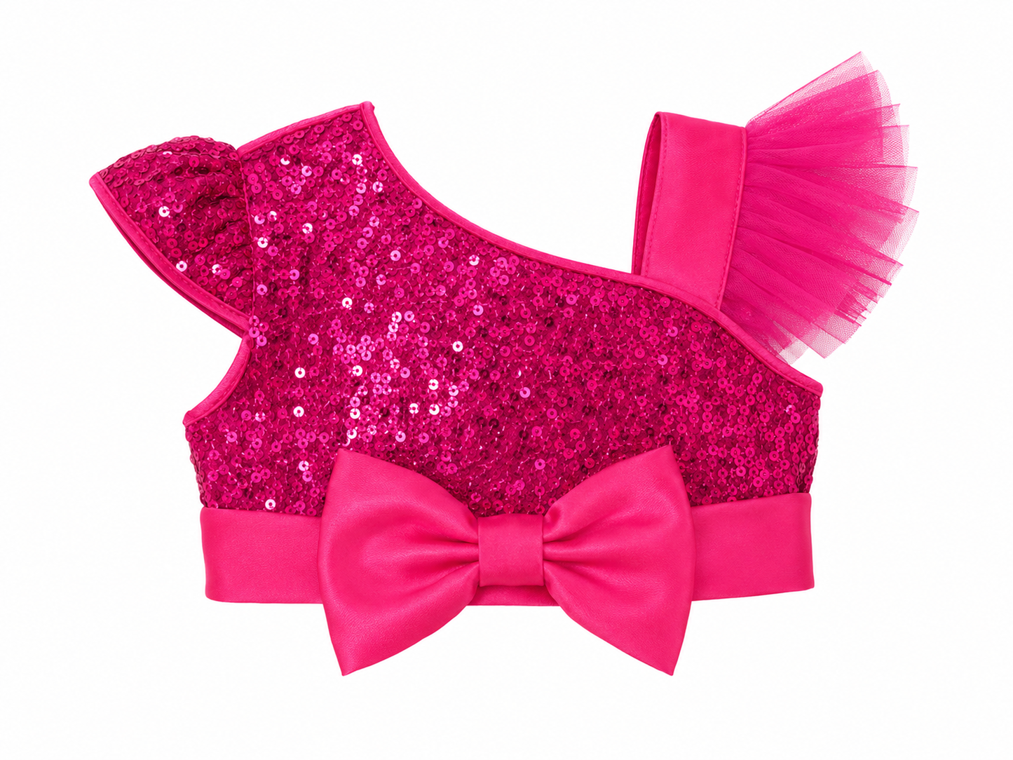 Vestido niña de tul con lentejuelas fucsia