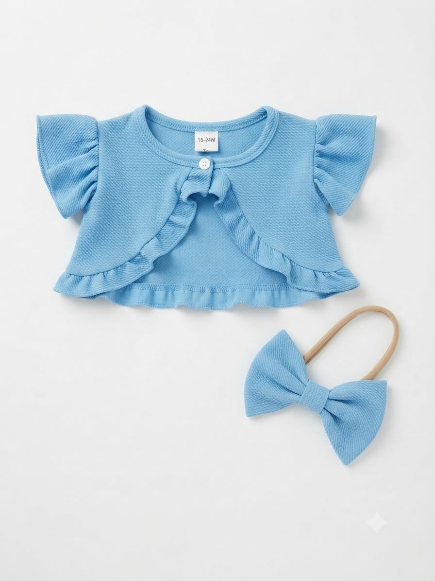 Vestido niña con bolero y falda azul tul floral