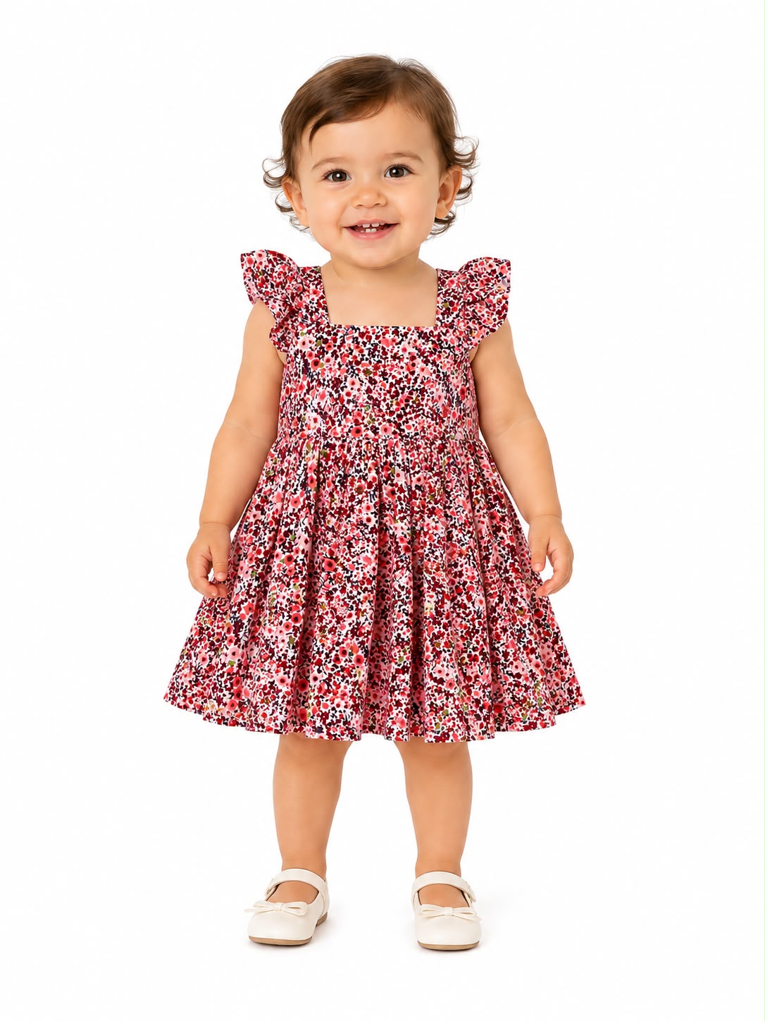 Vestido niña estampado floral rojo
