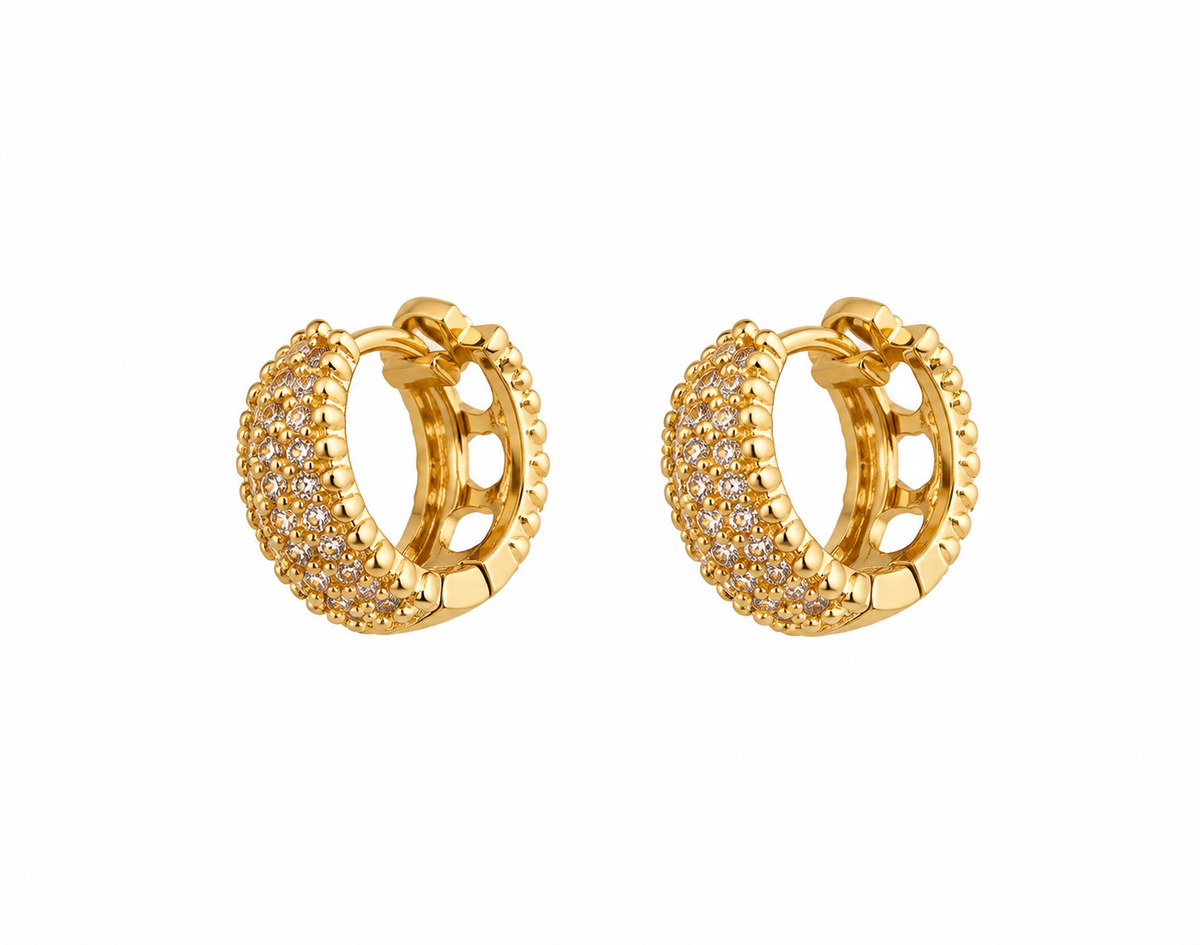 Aretes dama aro dorado con brillo envolvente ✨
