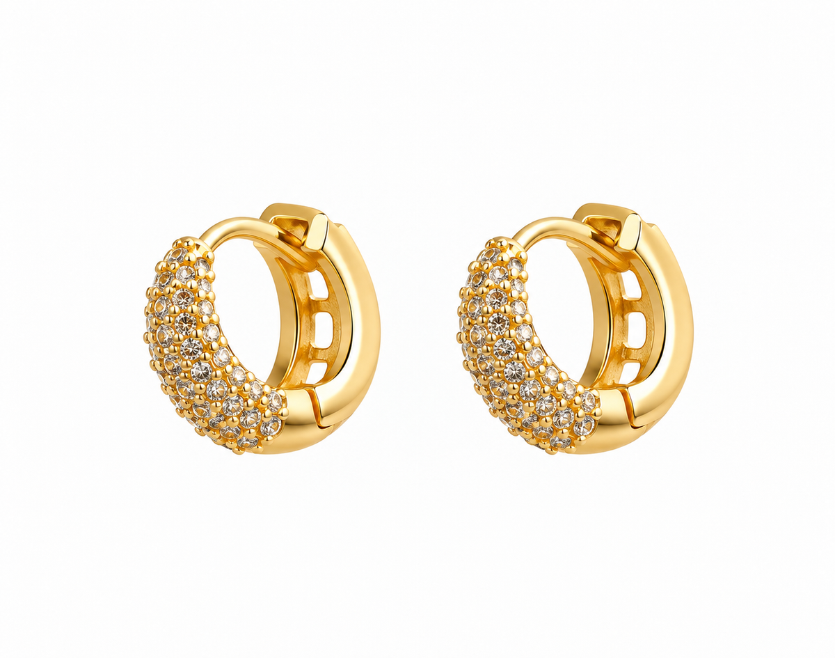 Aretes dama aro dorado con pedrería elegante ✨