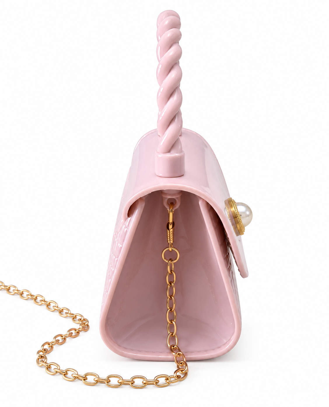 Bolsa infantil rosa con cadena dorada 🎀✨