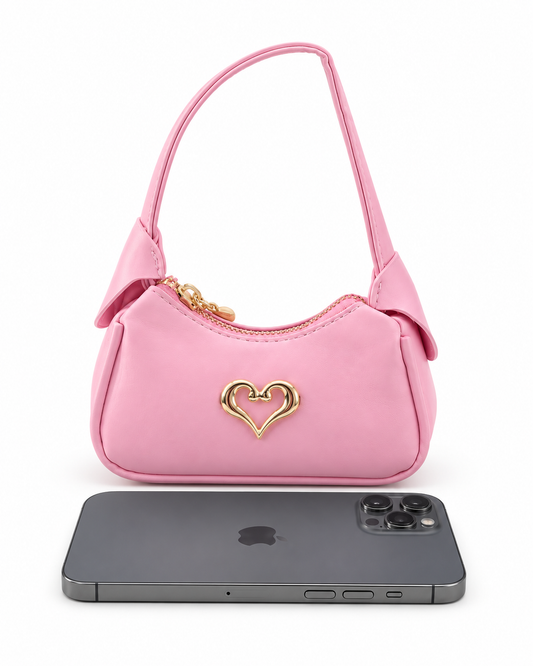 Bolsa infantil rosa con corazón dorado 🎀💗