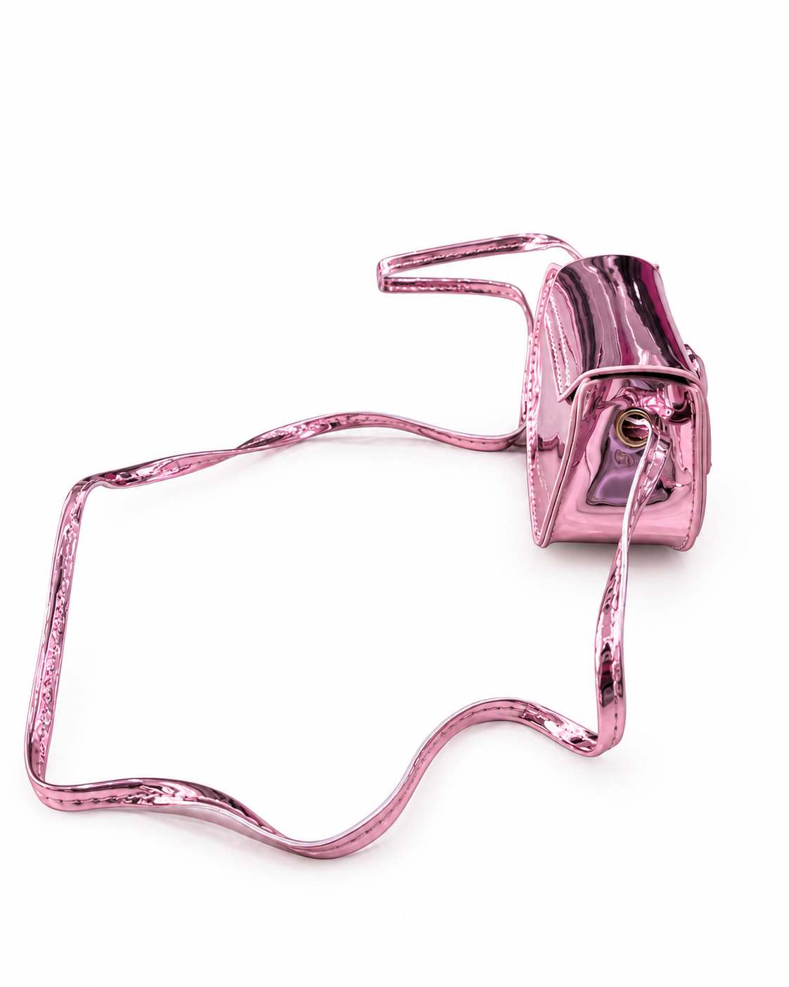 Bolsa infantil rosa metálica con corazón 💗✨