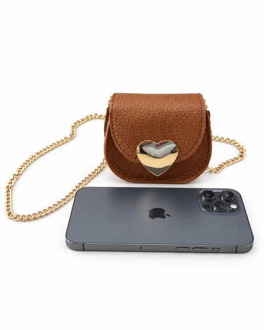 Bolsa infantil café con corazón dorado 🤎