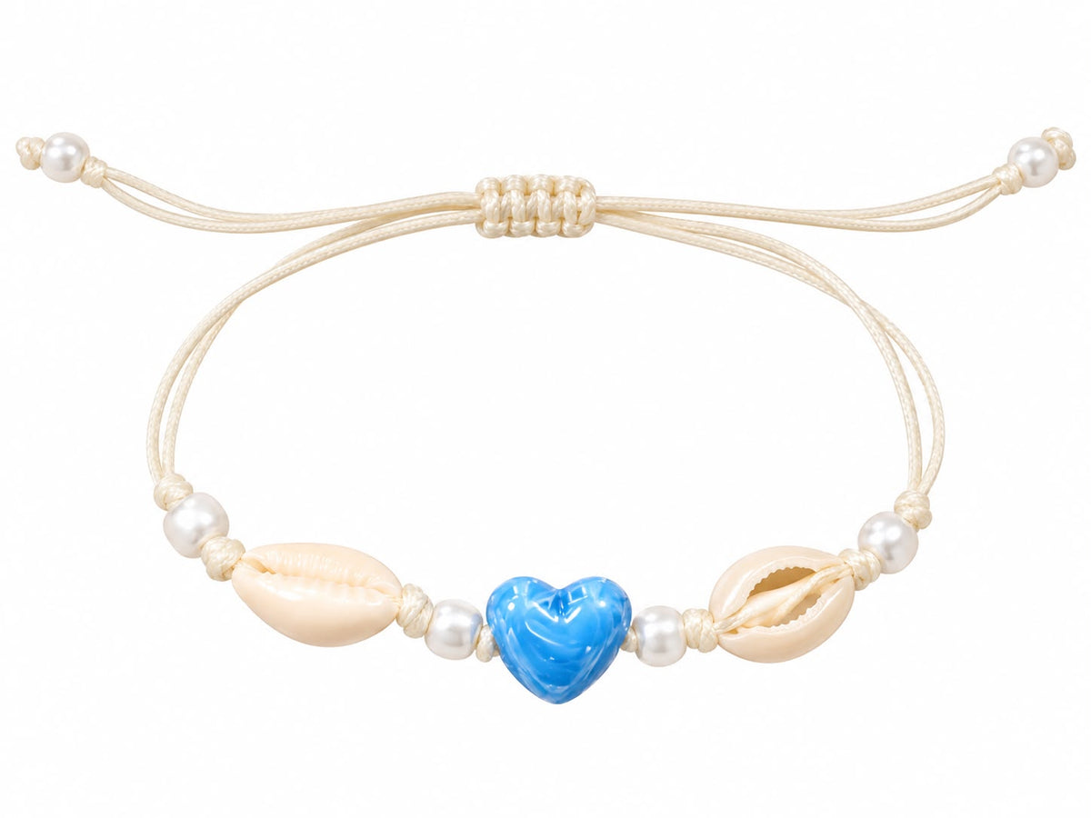 Pulsera niña con corazón y conchitas 🐚💕