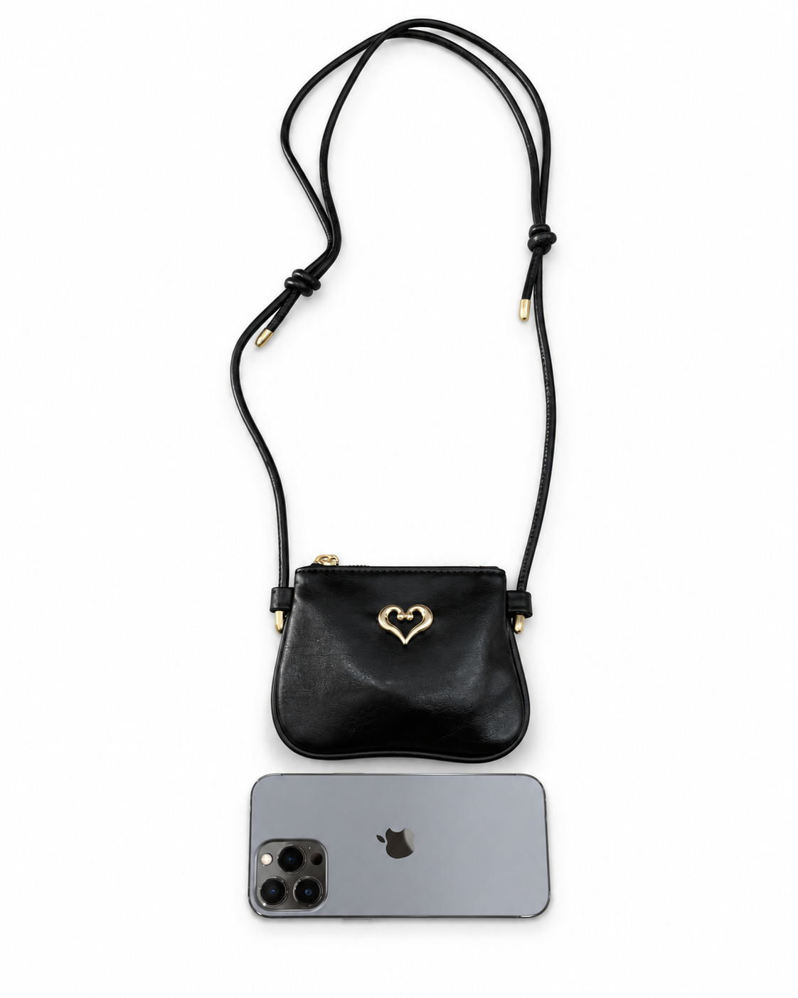 Bolsa infantil negra con corazón dorado 🖤✨