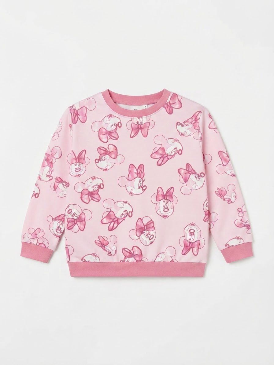 Set niña rosa estampado con sudadera y pantalón