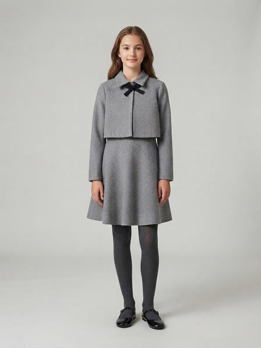 Set niña 3 piezas gris con moño negro 🎀🩶