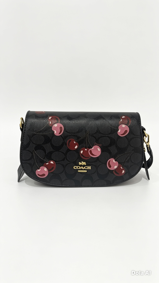 Bolsa Dama CO@CH NEGR@ CON CEREZ@