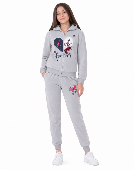 🩶 Set niña deportivo gris con mariposa