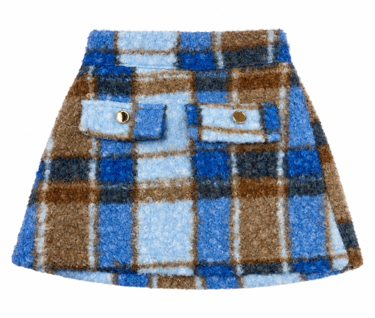 Falda niña – Estampado a cuadros con botones dorados