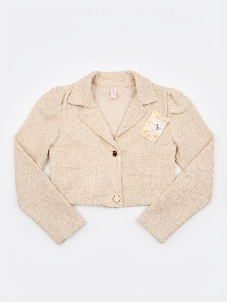 🤍 Set niña 2 piezas blazer y short falda beige