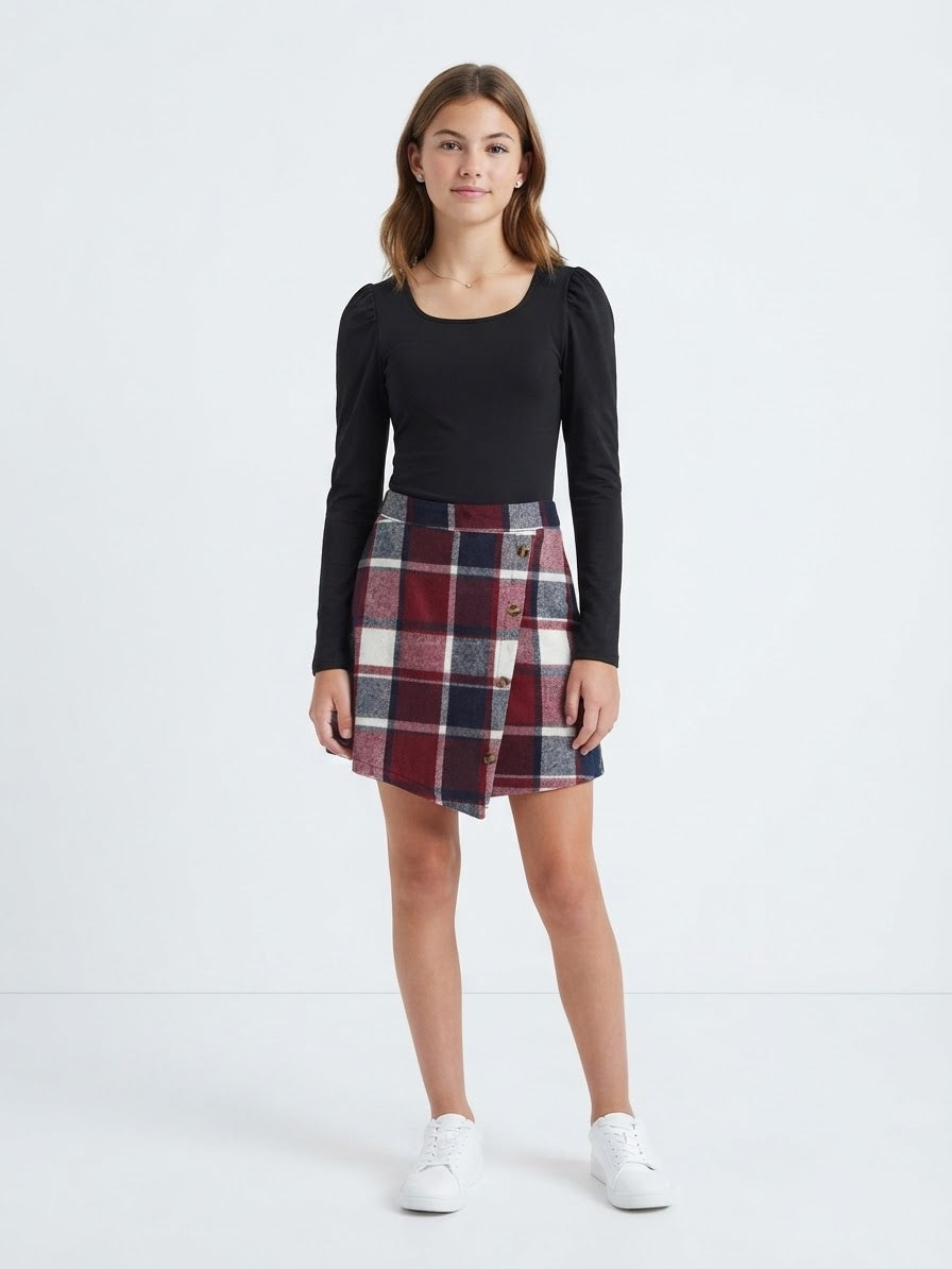 🖤 Set niña blusa negra y falda a cuadros