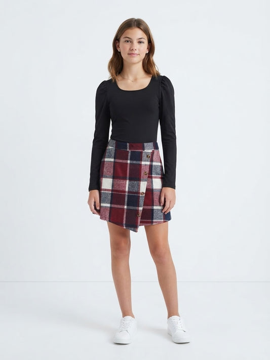 🖤 Set niña blusa negra y falda a cuadros