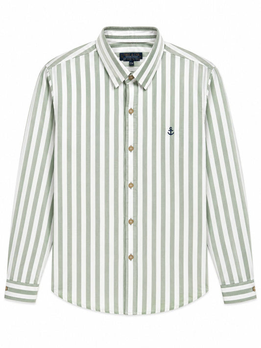Camisa Caballero chica FISRT Y @NE verde con blanco