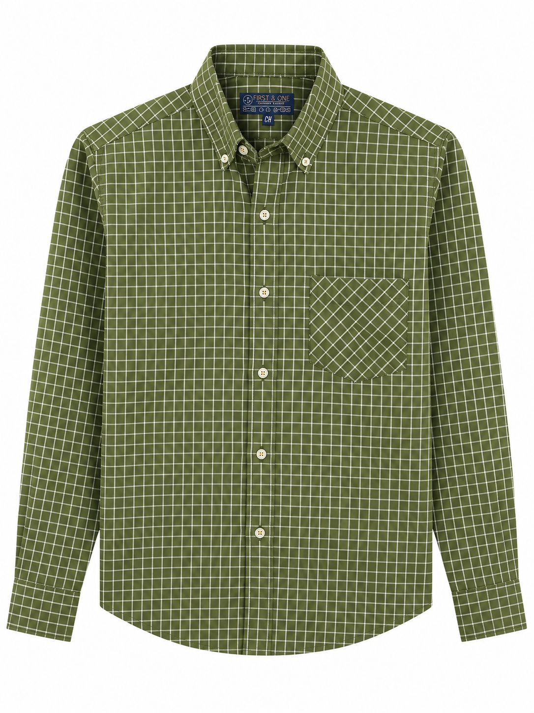 Camisa Caballero chica FIRST Y @NE Cuadros Verde Olivo
