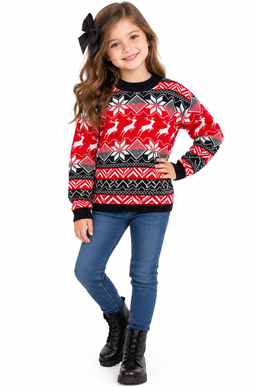 Blusa Niña Navideña con Estampado de Renos 🎄🦌