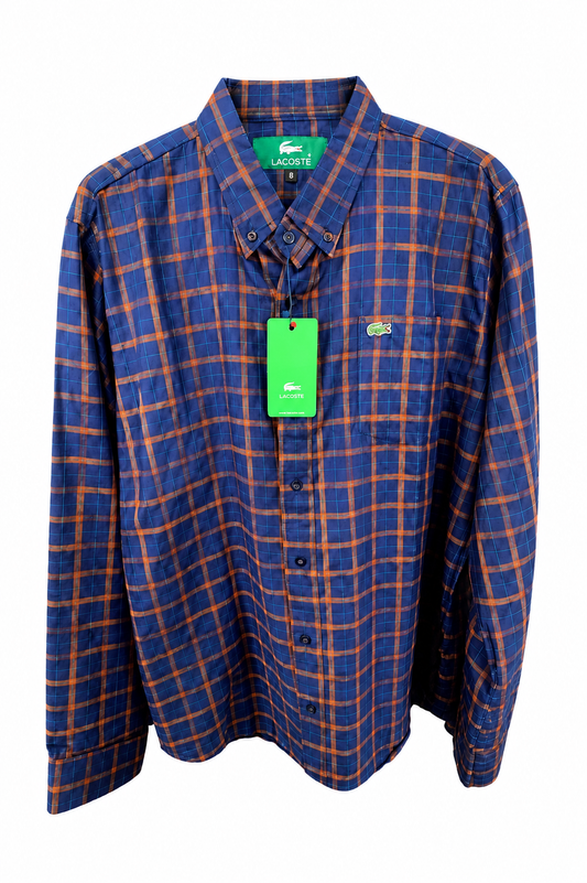 Camisa de caballero grande LAC@STE azul con café