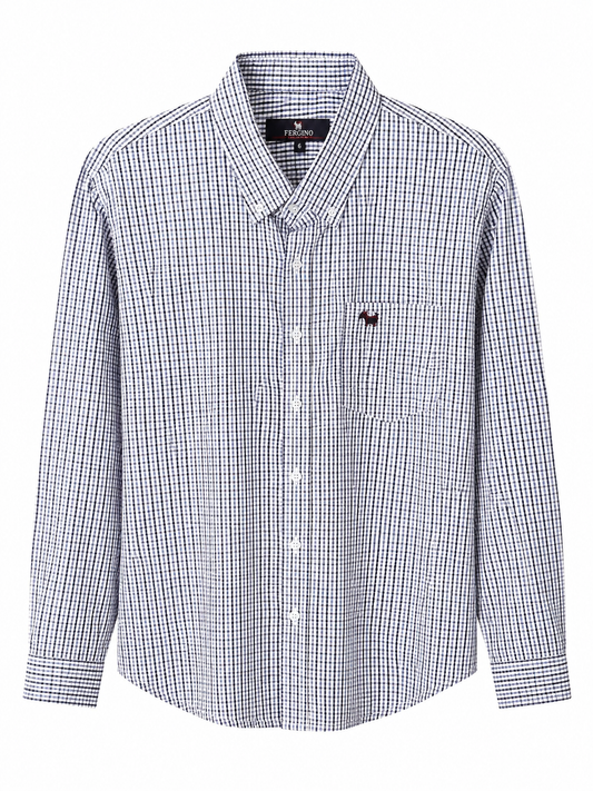 Camisa caballero grande LAC@STE de cuadro blanco con azul