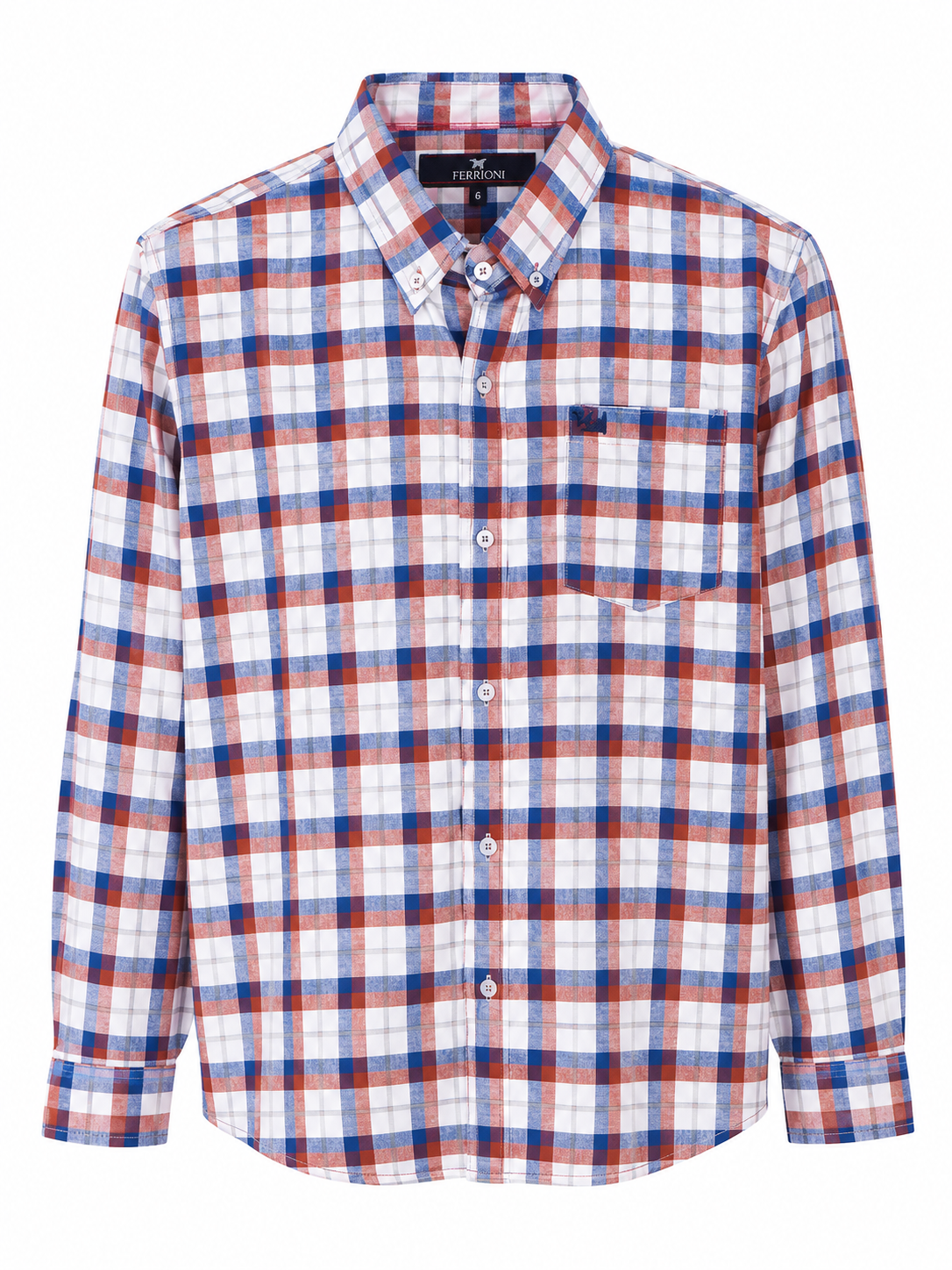 Camisa caballero grande FERRI@NI de cuadro rojo,azul y blanco