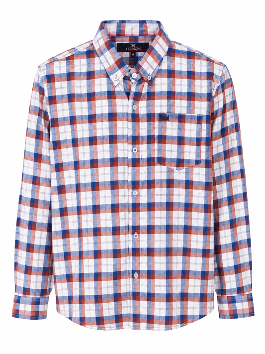Camisa caballero grande FERRI@NI de cuadro rojo,azul y blanco
