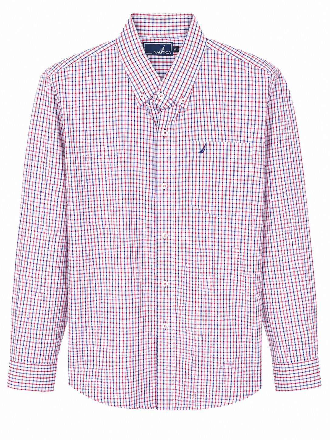 Camisa caballero grande NAUTIC@ de cuadro rojo con azul