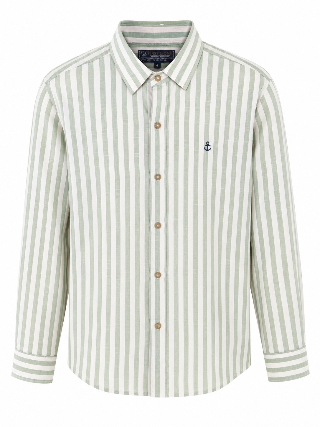 Camisa caballero grande FIRST Y @NE verde con blanco