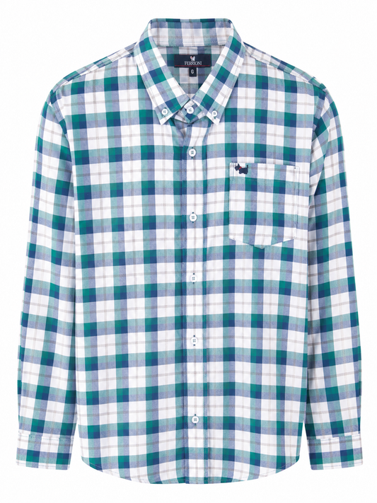 Camisa caballero grande FERREIR@N verde con blanco
