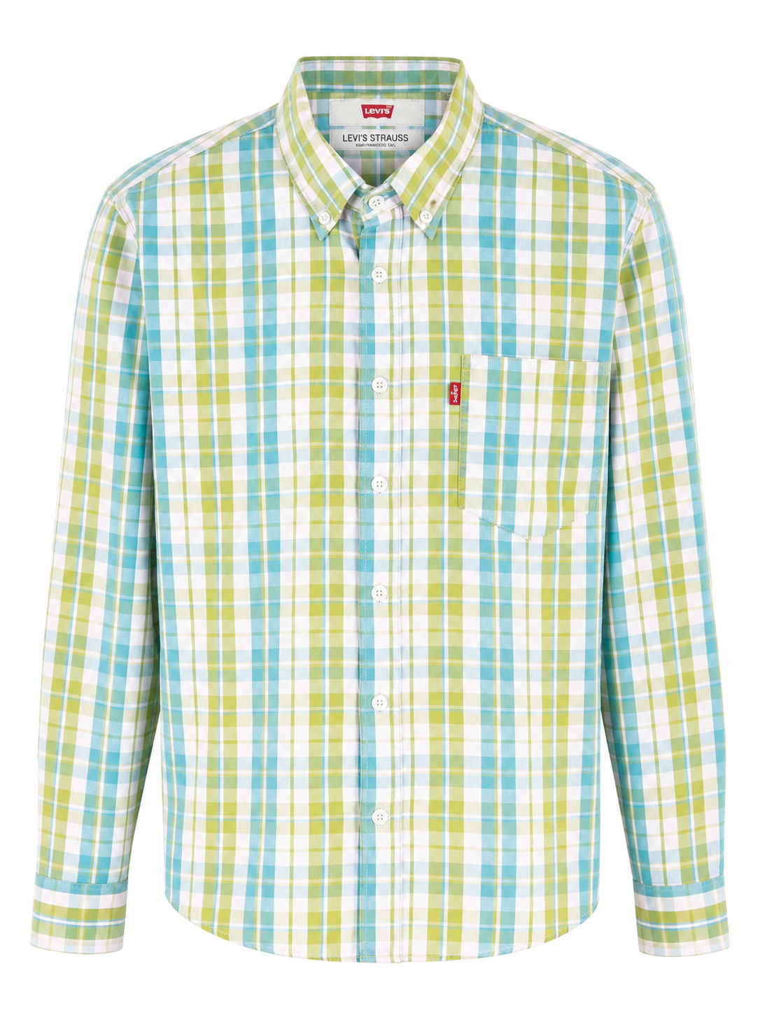 Camisa caballero grande L@VIS verde con blanco y azul