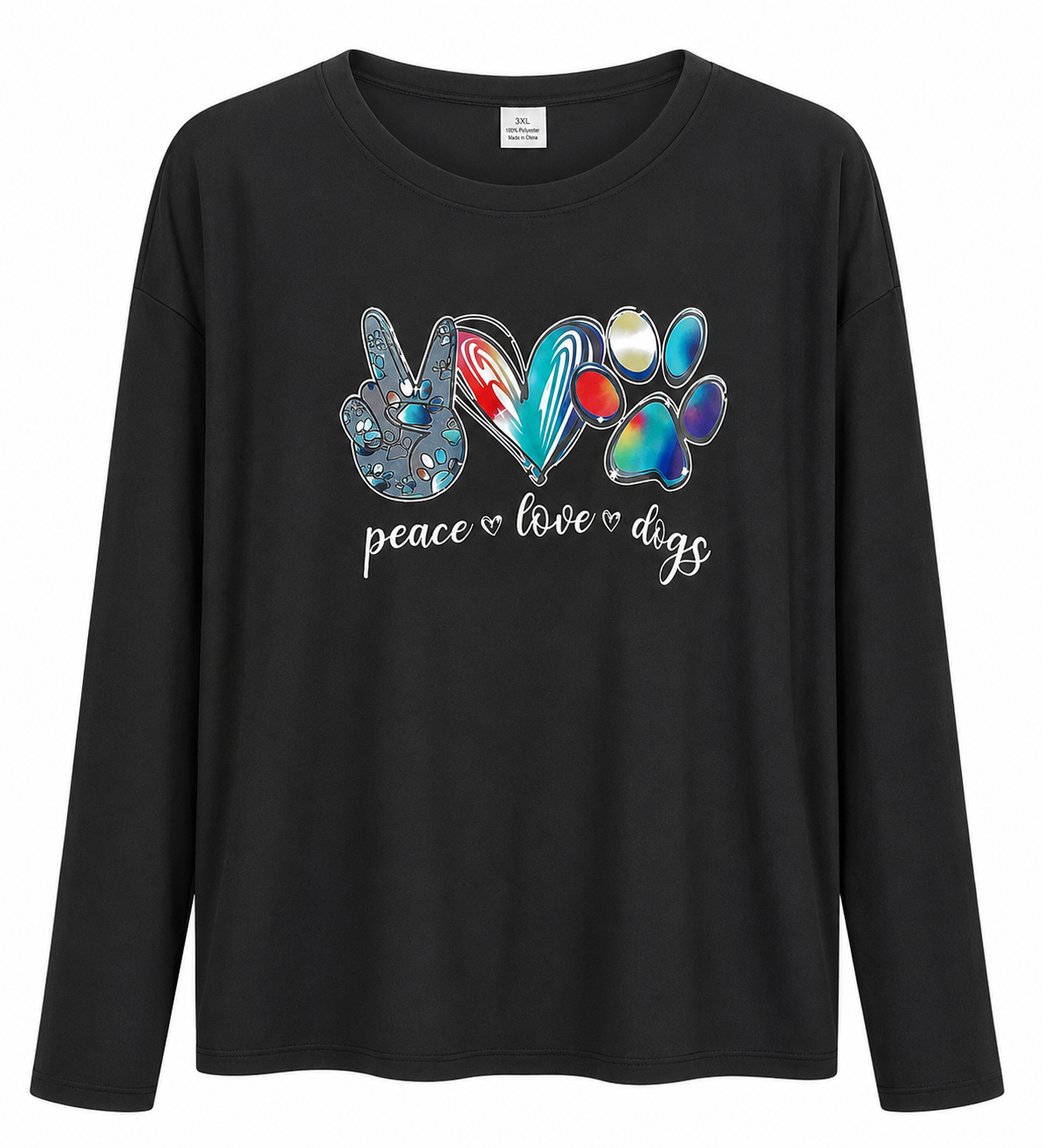 Playera manga larga caballero 3XL NEGR@