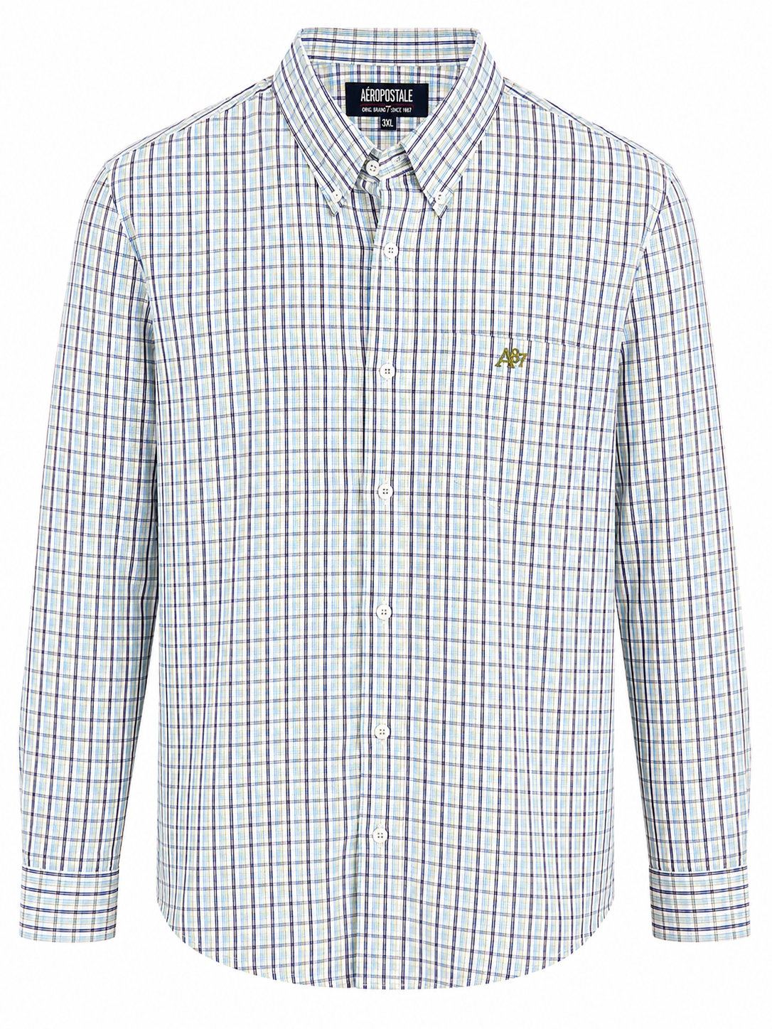 Camisa caballero 3XL AER@POSTALE  cuadros azul con verde