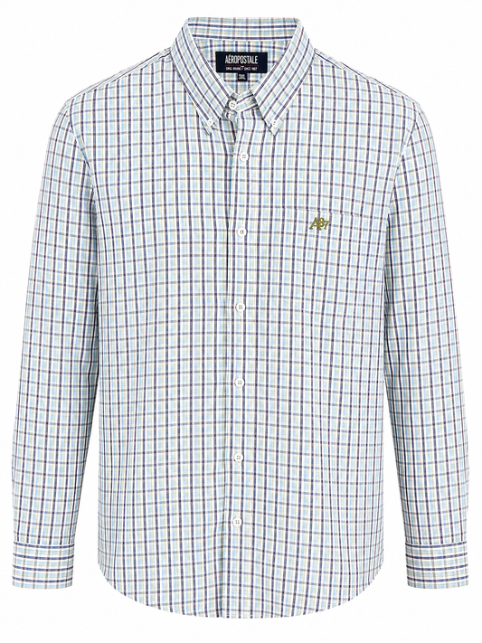 Camisa caballero 3XL AER@POSTALE  cuadros azul con verde
