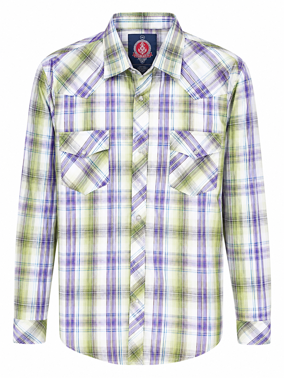 Camisa caballero 3XL NAVEGATI@N cuadros verdes con morado