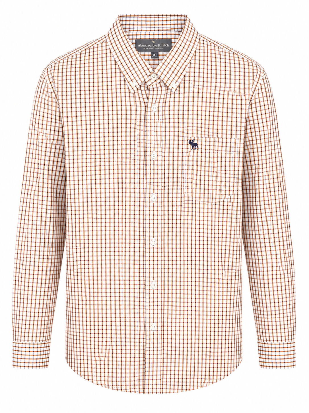 Camisa caballero 3XL ABERCR@MBI Y FITCH cuadros café con blanco
