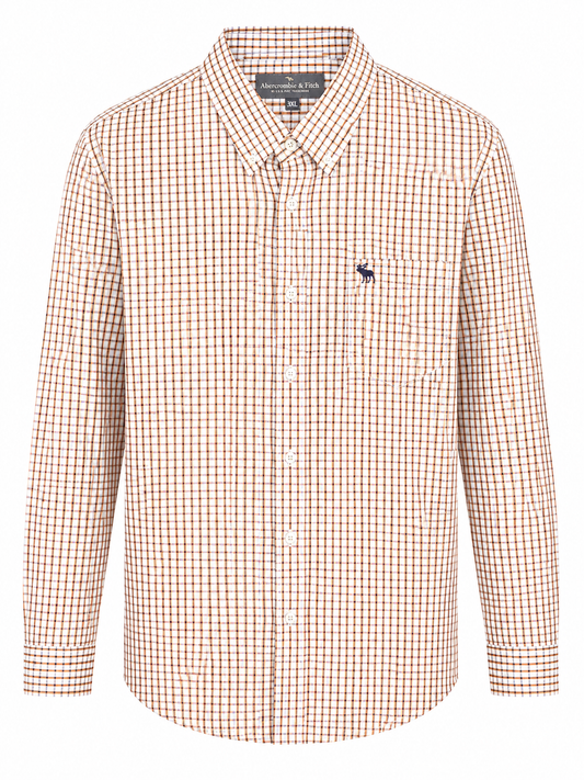 Camisa caballero 3XL ABERCR@MBI Y FITCH cuadros café con blanco