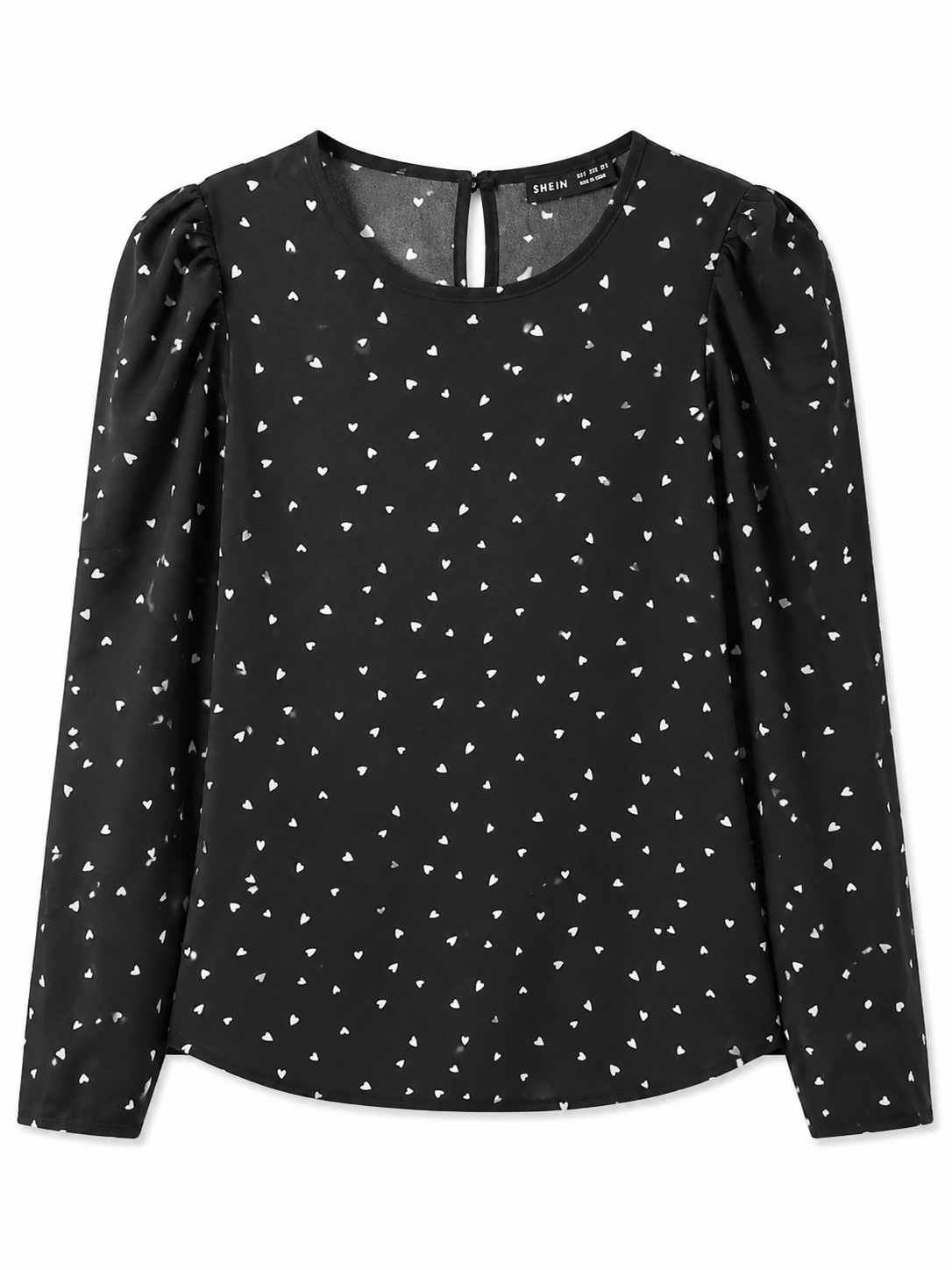 Blusa dama chica negr@ con corazones SH@IN