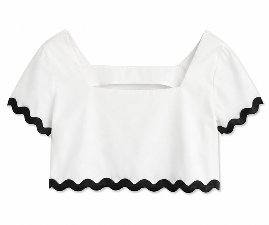 Blusa dama chica blanca con negr@