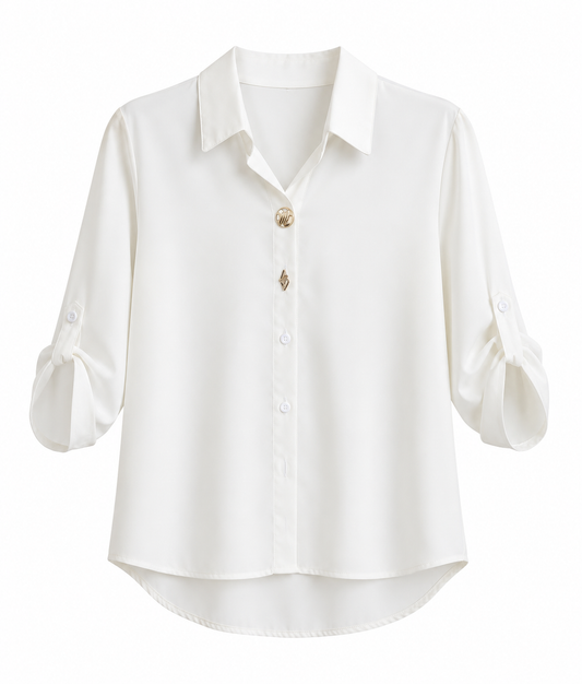 Blusa dama chica blanca con accesorios dorados KRISC@R
