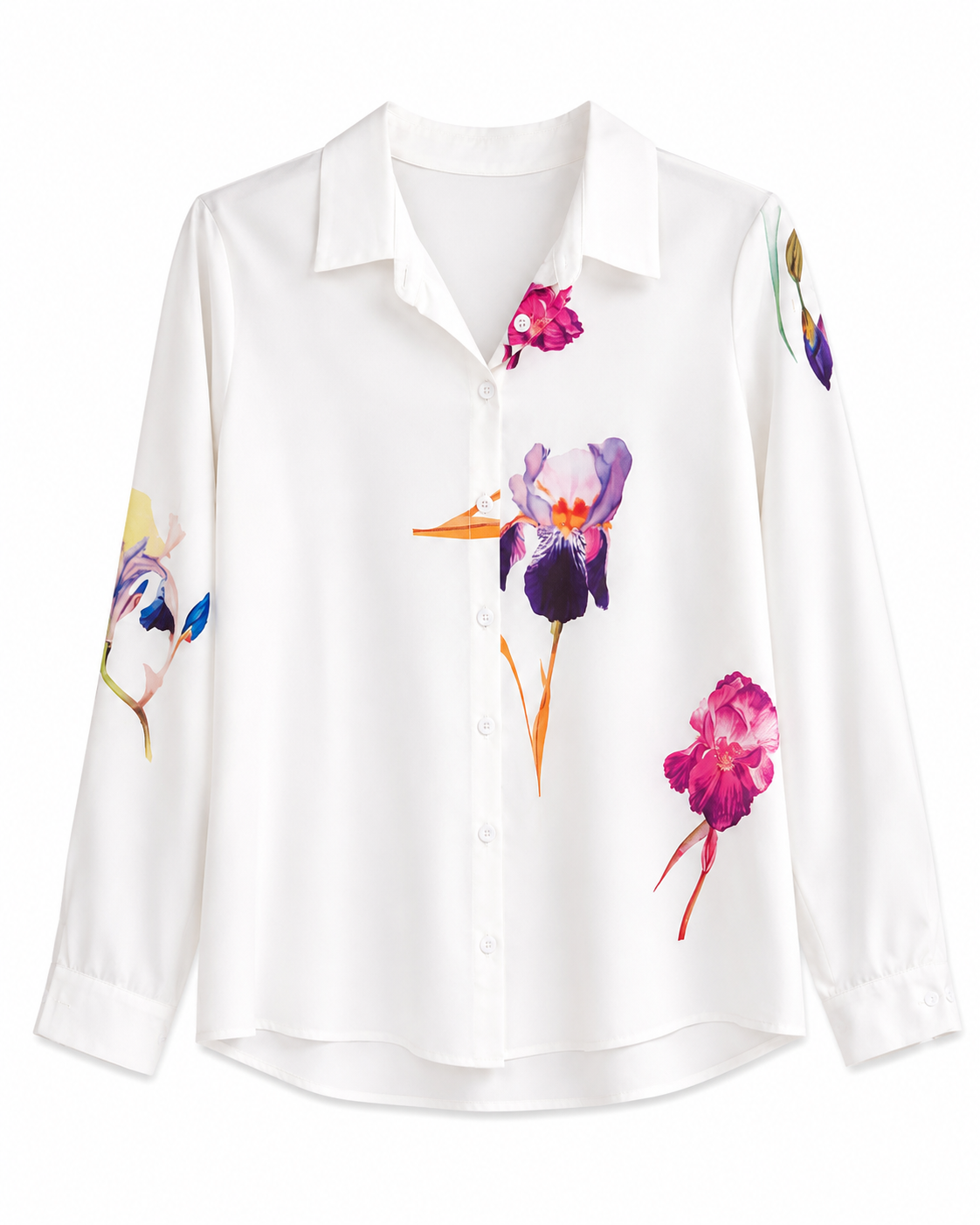 Camisa dama chica blanca floral