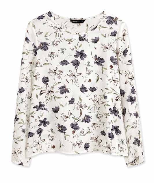 Blusa dama chica beige floral delicada SH@IN