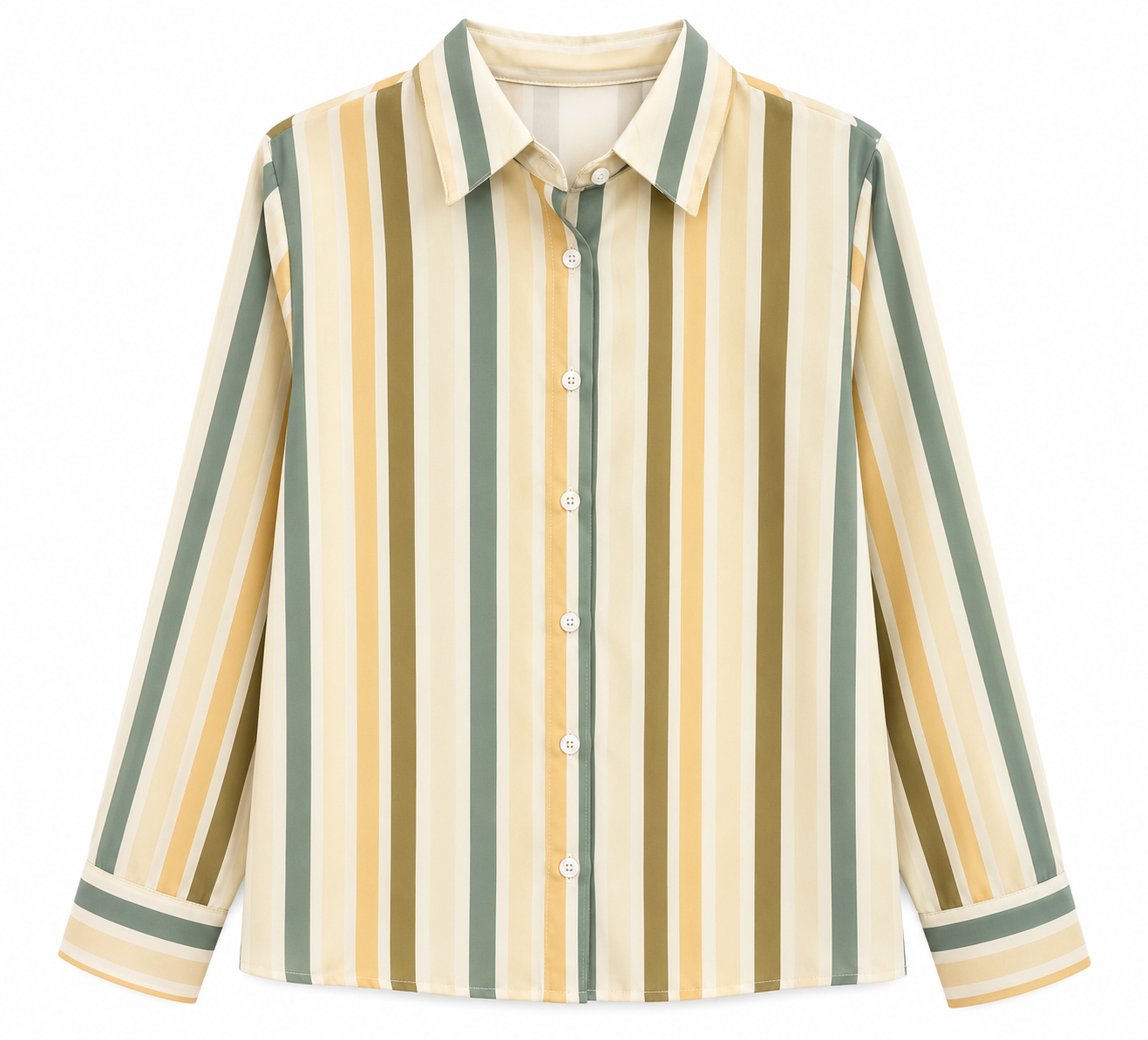 Camisa dama chica rayas amarillo con verde