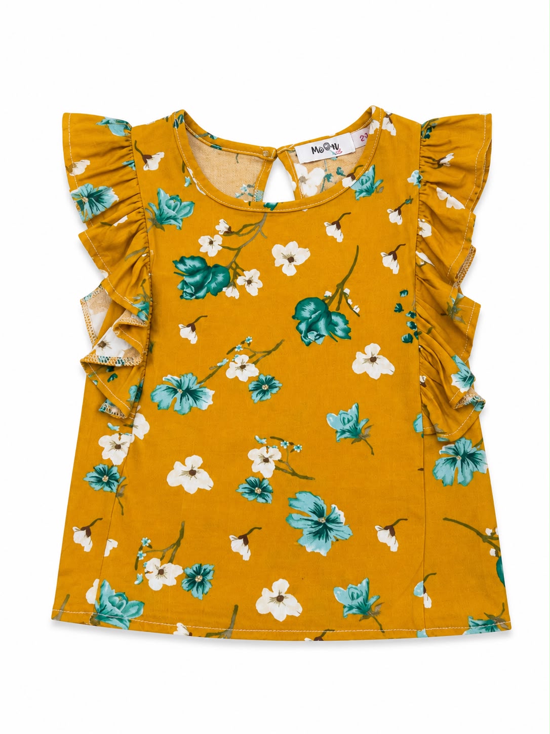 Blusa niña mostaza con estampado floral