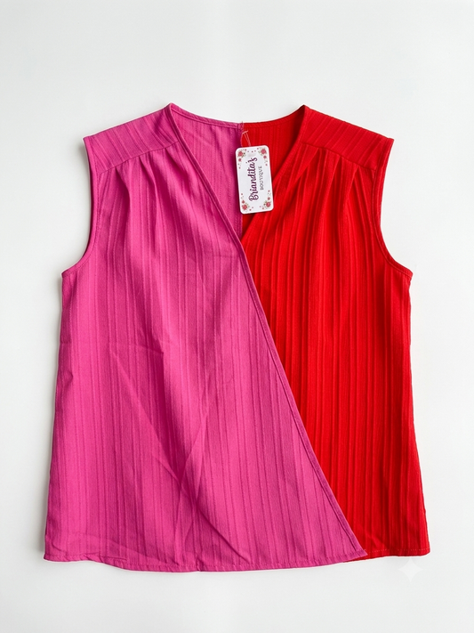Blusa dama chica rosa con rojo