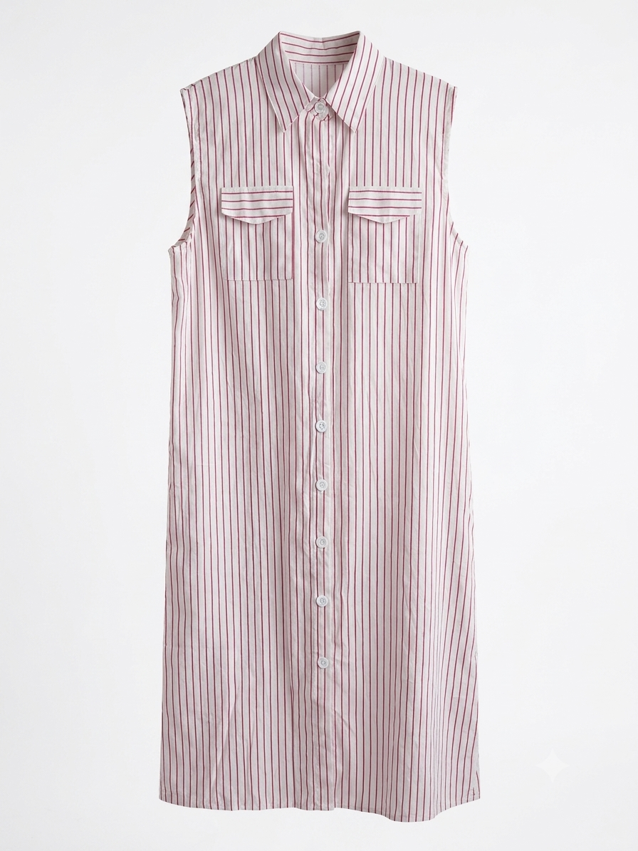 Vestido dama chico / mediano rayado rosa con blanco YE@LY