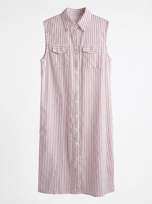 Vestido dama chico / mediano rayado rosa con blanco YE@LY