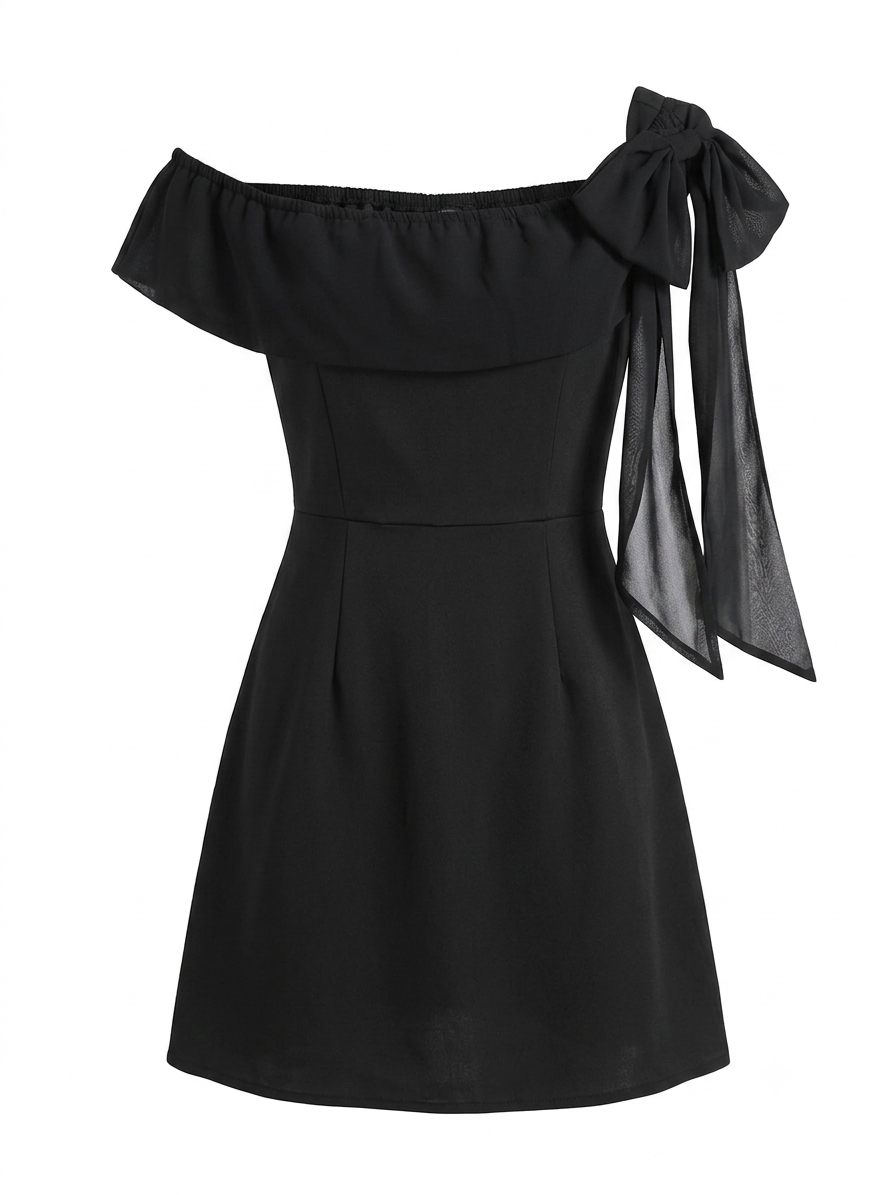 Vestido dama  extra chico negr@ con moño SH@IN