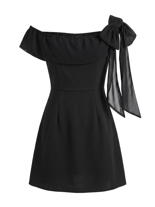 Vestido dama  extra chico negr@ con moño SH@IN